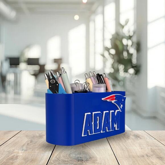 Personalized New England Patriots Desk Organizer, Patriots Office Decor - Picture 4 of 7